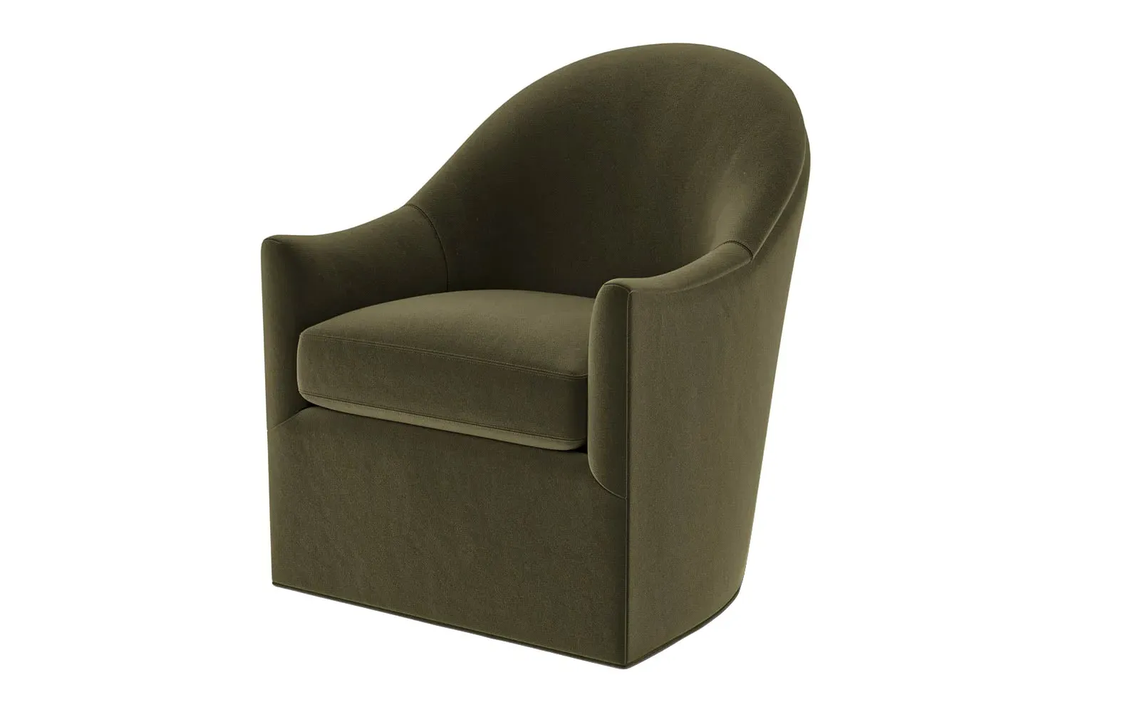 Giverny Swivel Chair - Boxwood Green, Performance Velvet