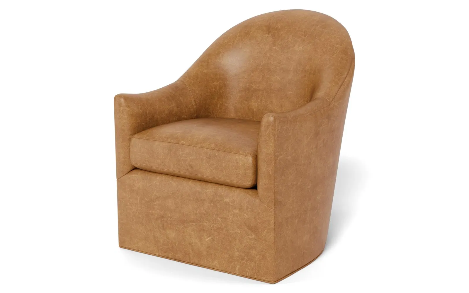 Giverny Swivel Chair - Caramel, Textured Leather