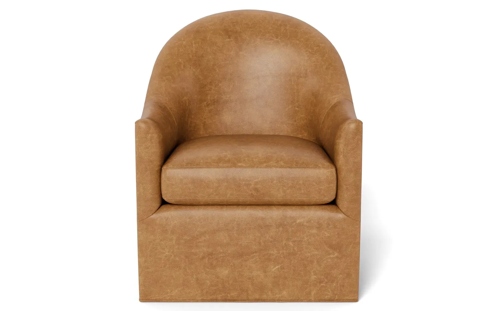 Giverny Swivel Chair - Caramel, Textured Leather