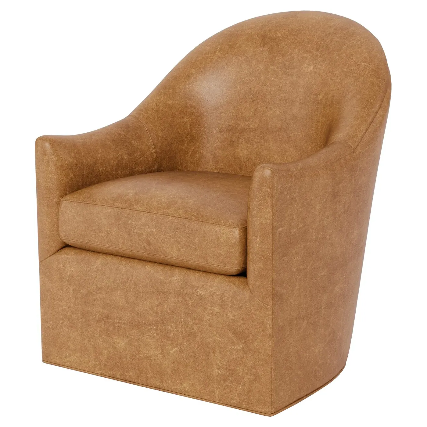 Giverny Swivel Chair - Caramel, Textured Leather