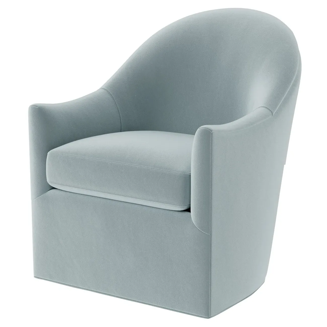 Giverny Swivel Chair - Saltwater Blue, Performance Velvet