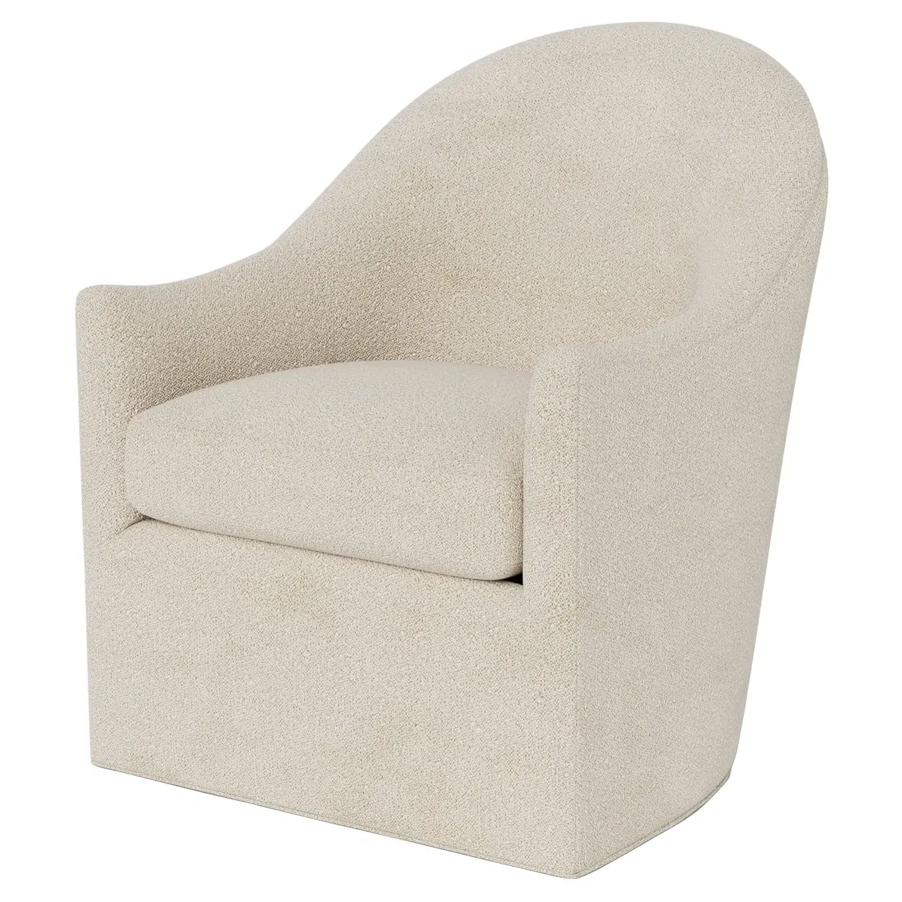 Giverny Swivel Chair - Sugar Cookie, Performance Bouclé