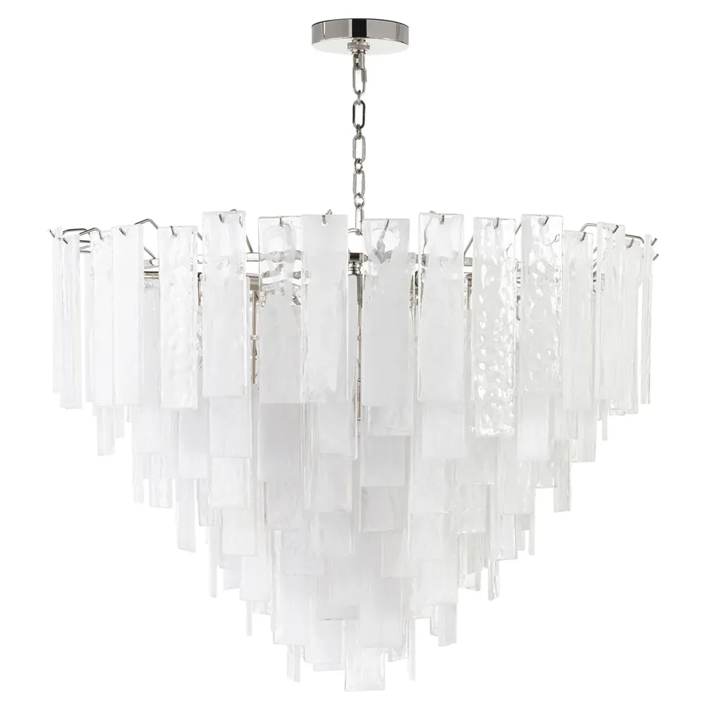 Glacier Regency Large Chandelier - Polished Nickel, Glass