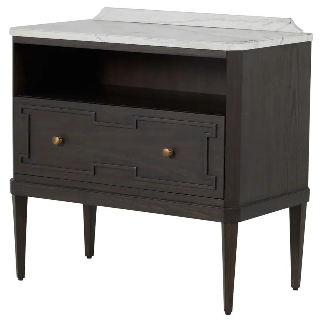 Glenwood Nightstand with Marble Top - Brown, Wood