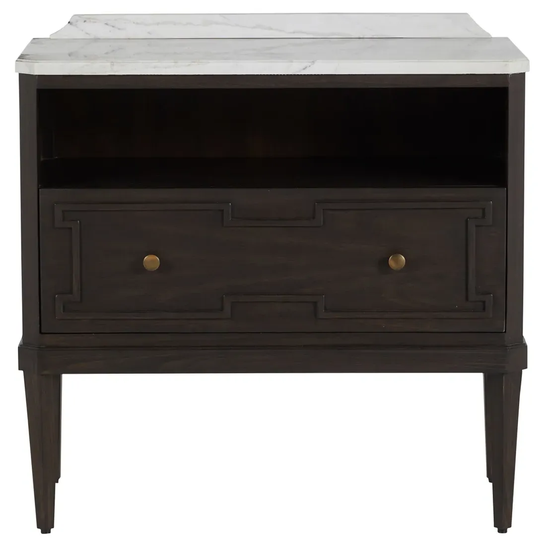 Glenwood Nightstand with Marble Top - Brown, Wood image