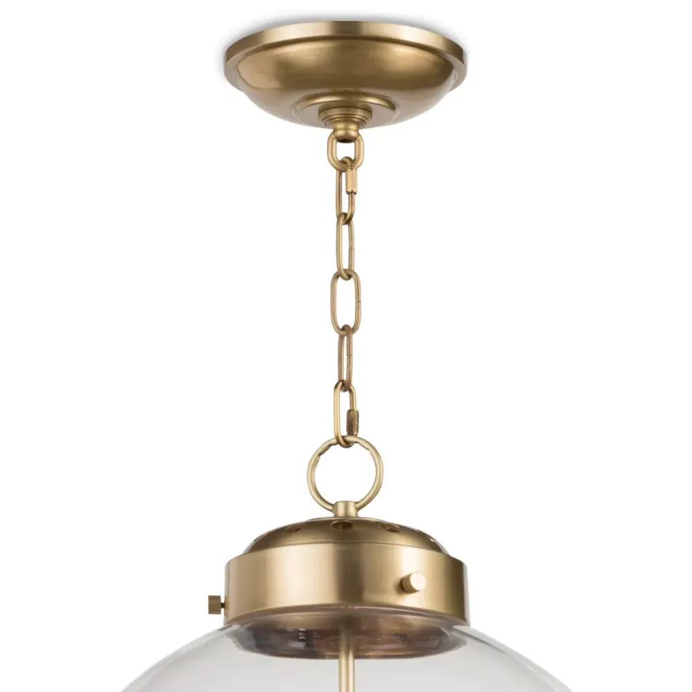 Globe Glass Pendant Light - Natural Brass, Metal