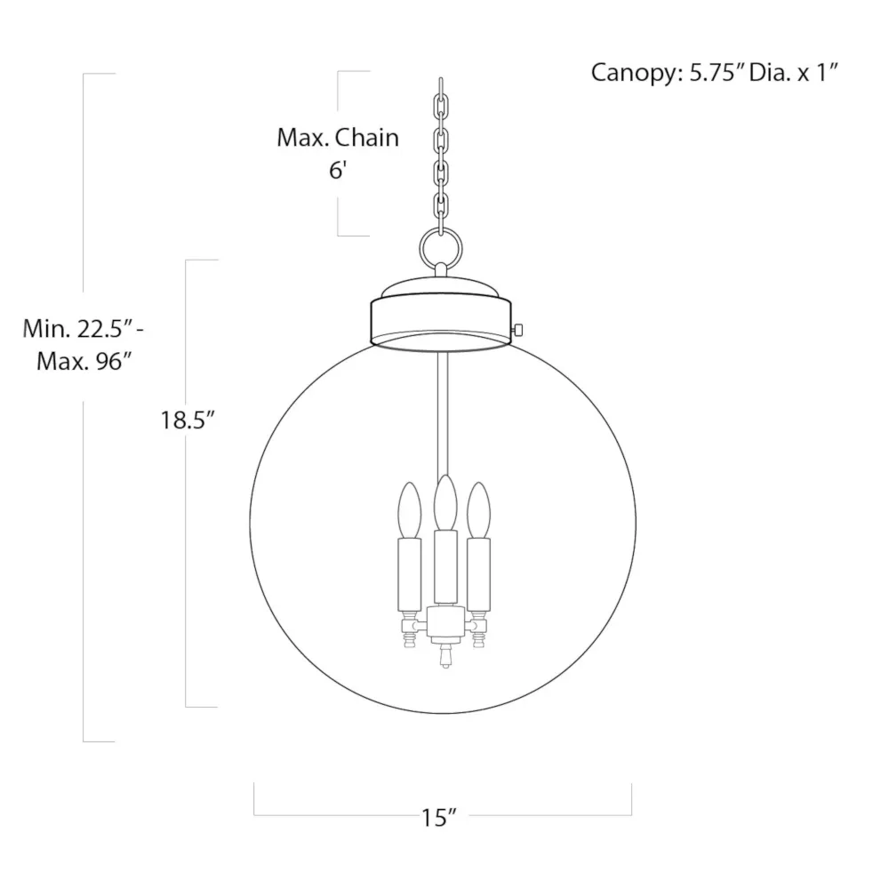 Globe Glass Pendant Light - Natural Brass, Metal