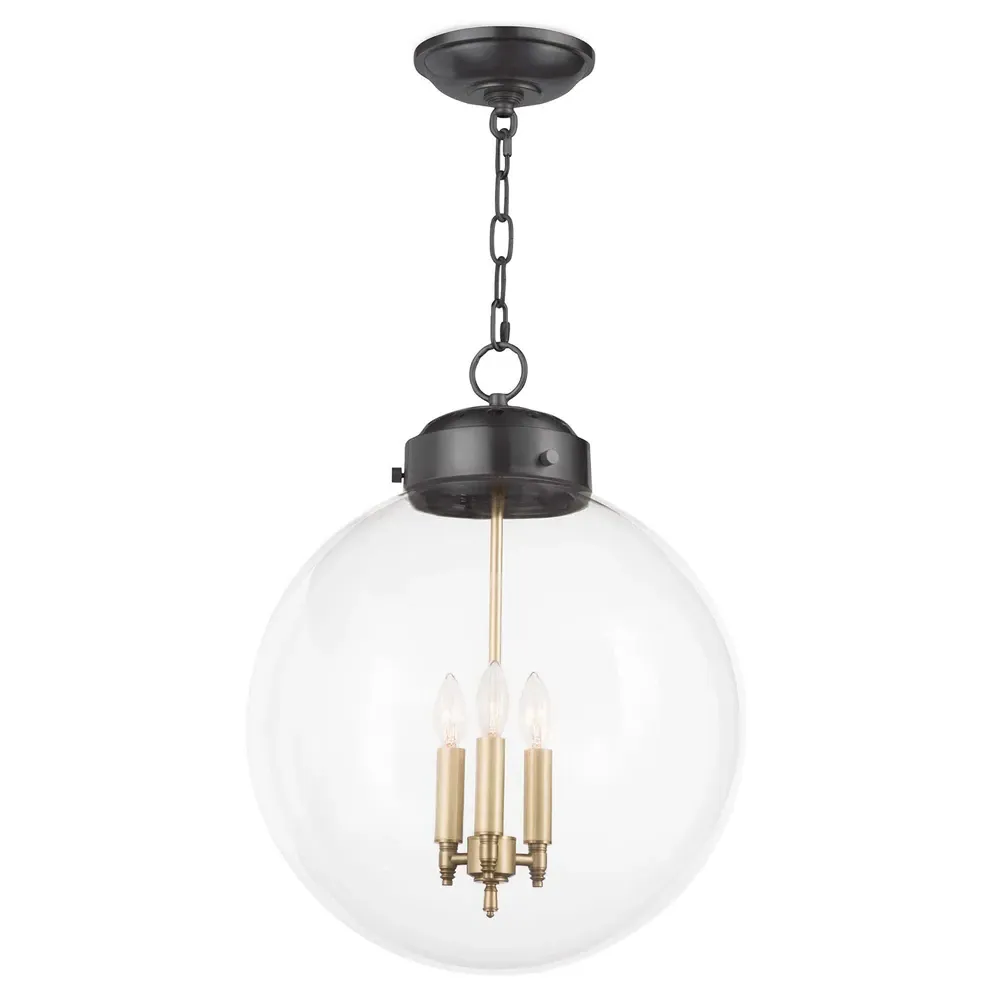 Globe Glass Pendant Light - Oil Rubbed Bronze, Steel