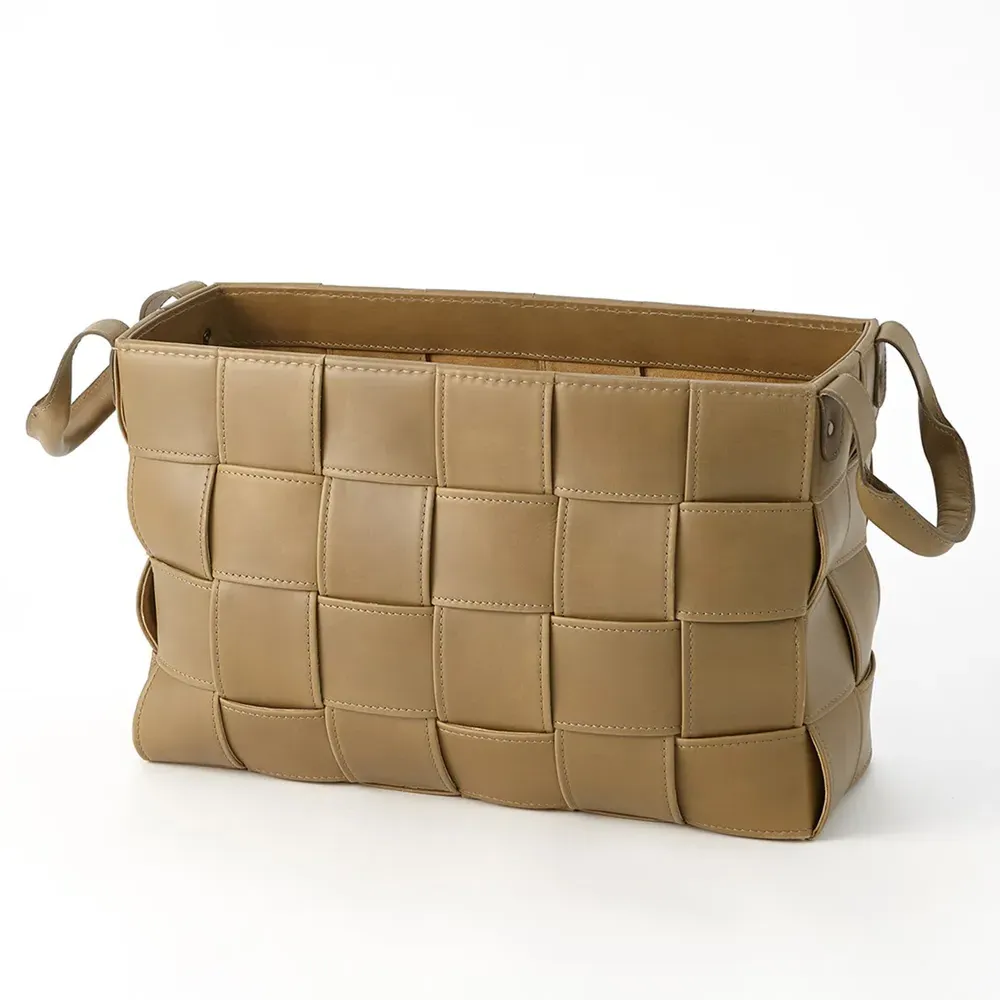 Glover Small Floor Basket - Brown, Leather image