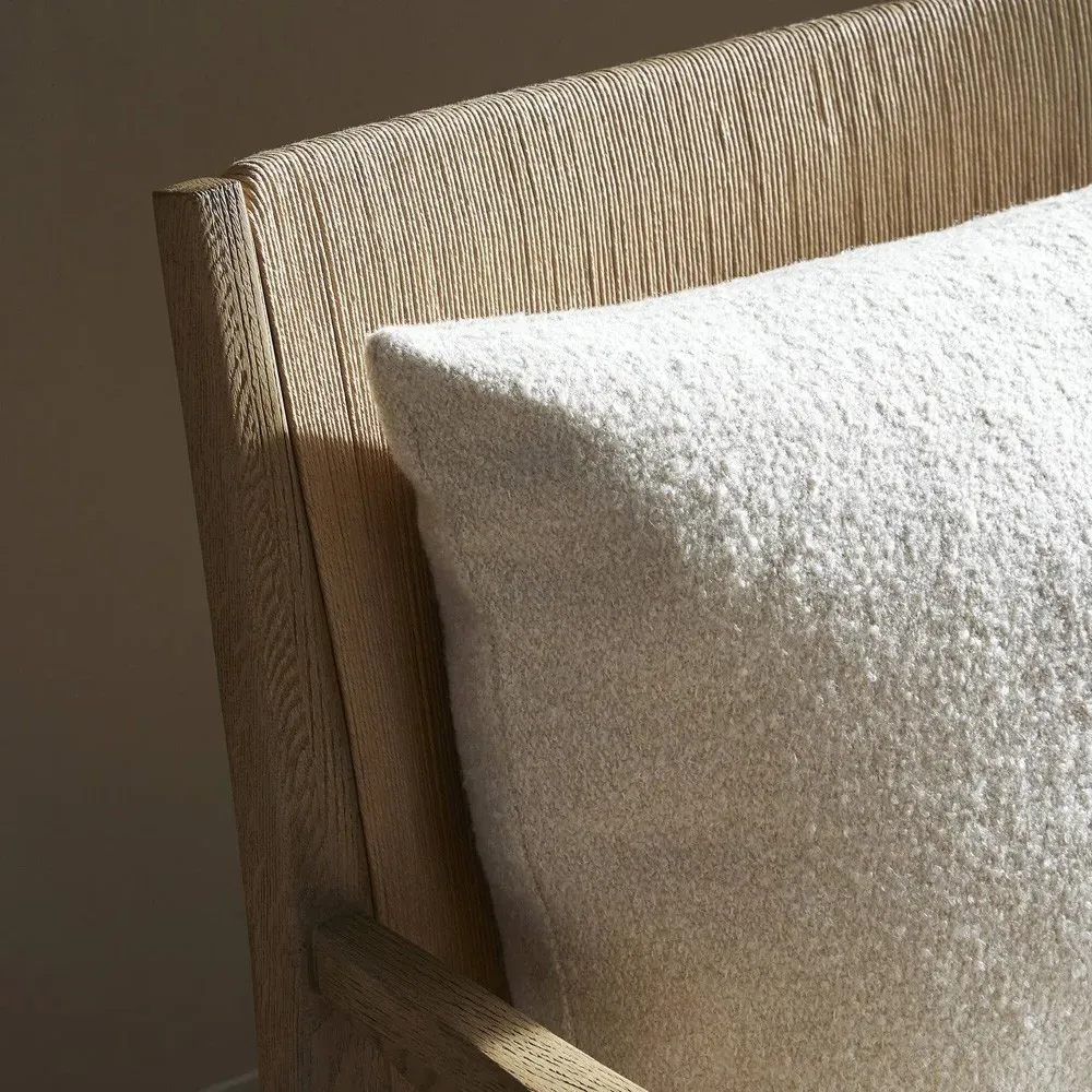 Godfrey Crete Sand Boucle Arm Chair - Beige, Oak