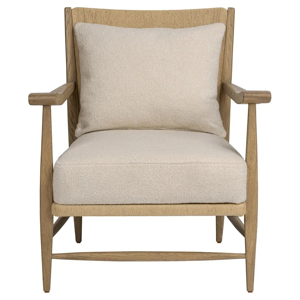 Godfrey Crete Sand Boucle Arm Chair - Beige, Oak