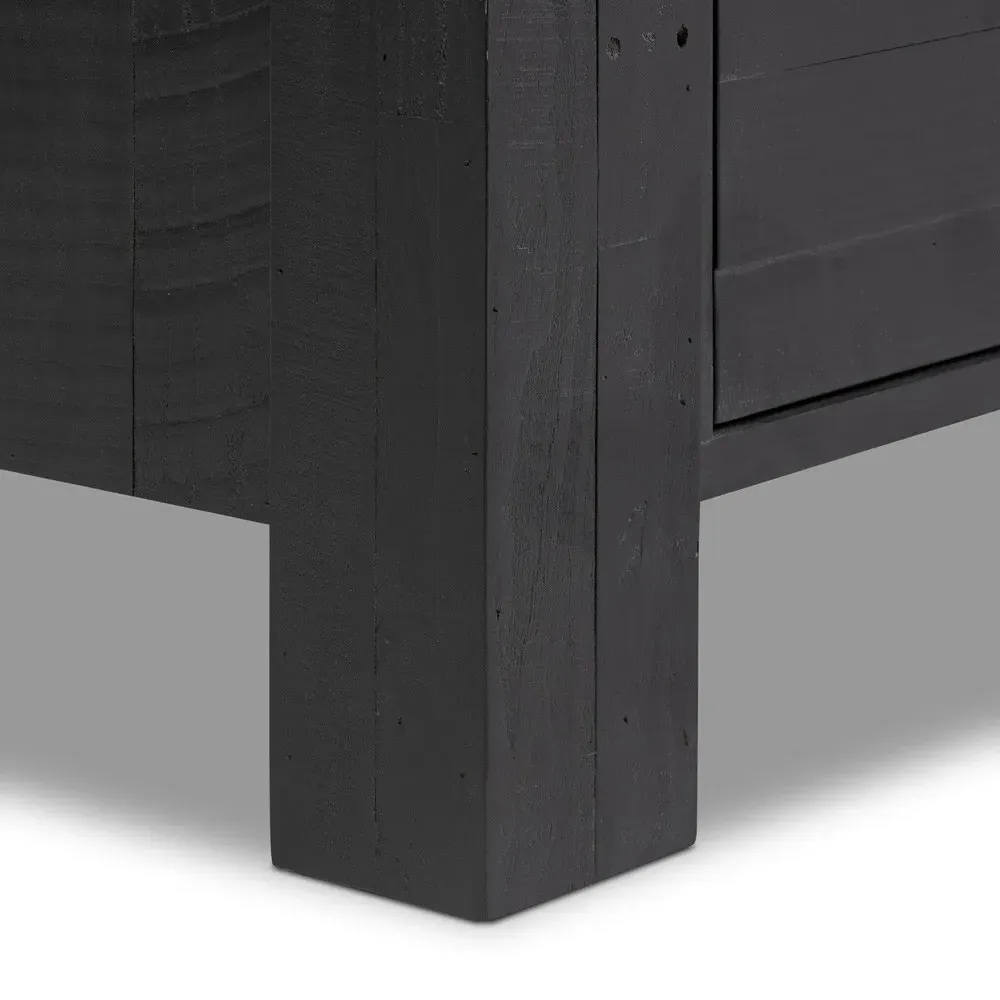 Godwin Wide Nightstand - Black, Reclaimed Pine