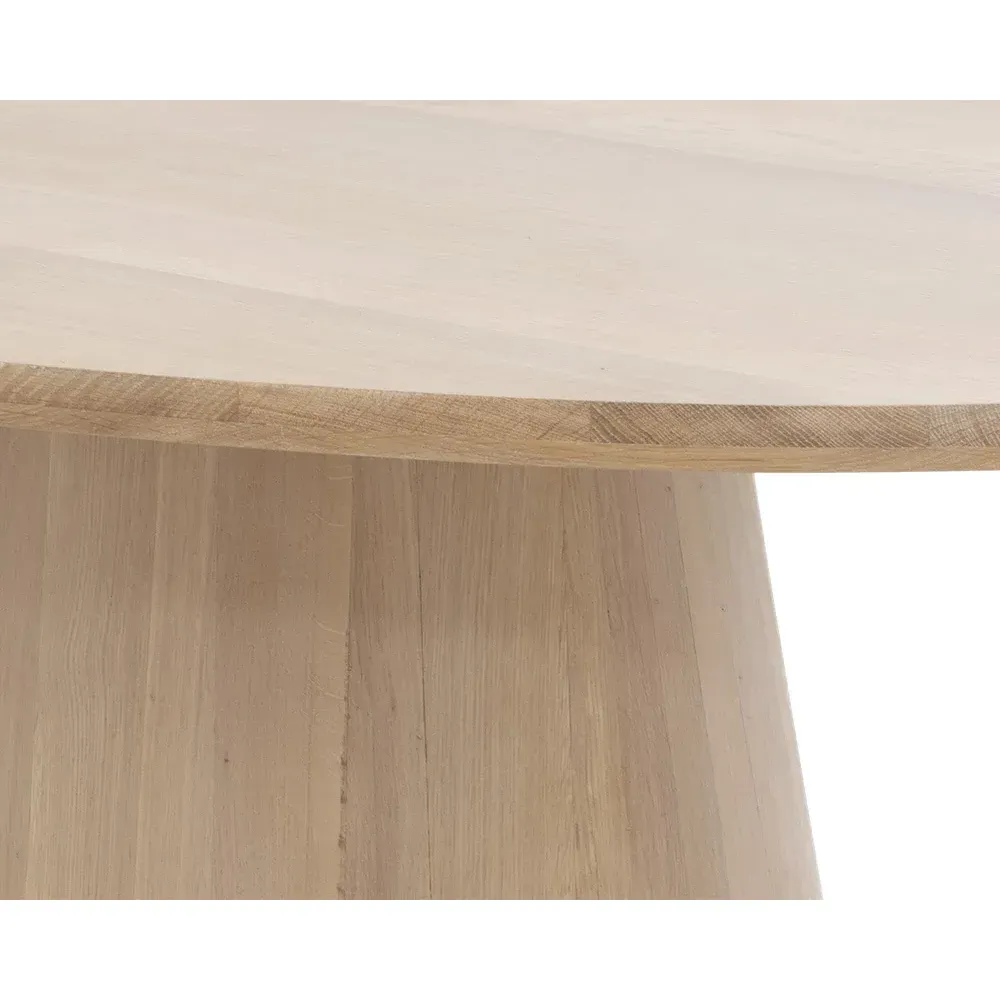 Gohan Oval Pedestal Dining Table - Light Brown, Oak Wood