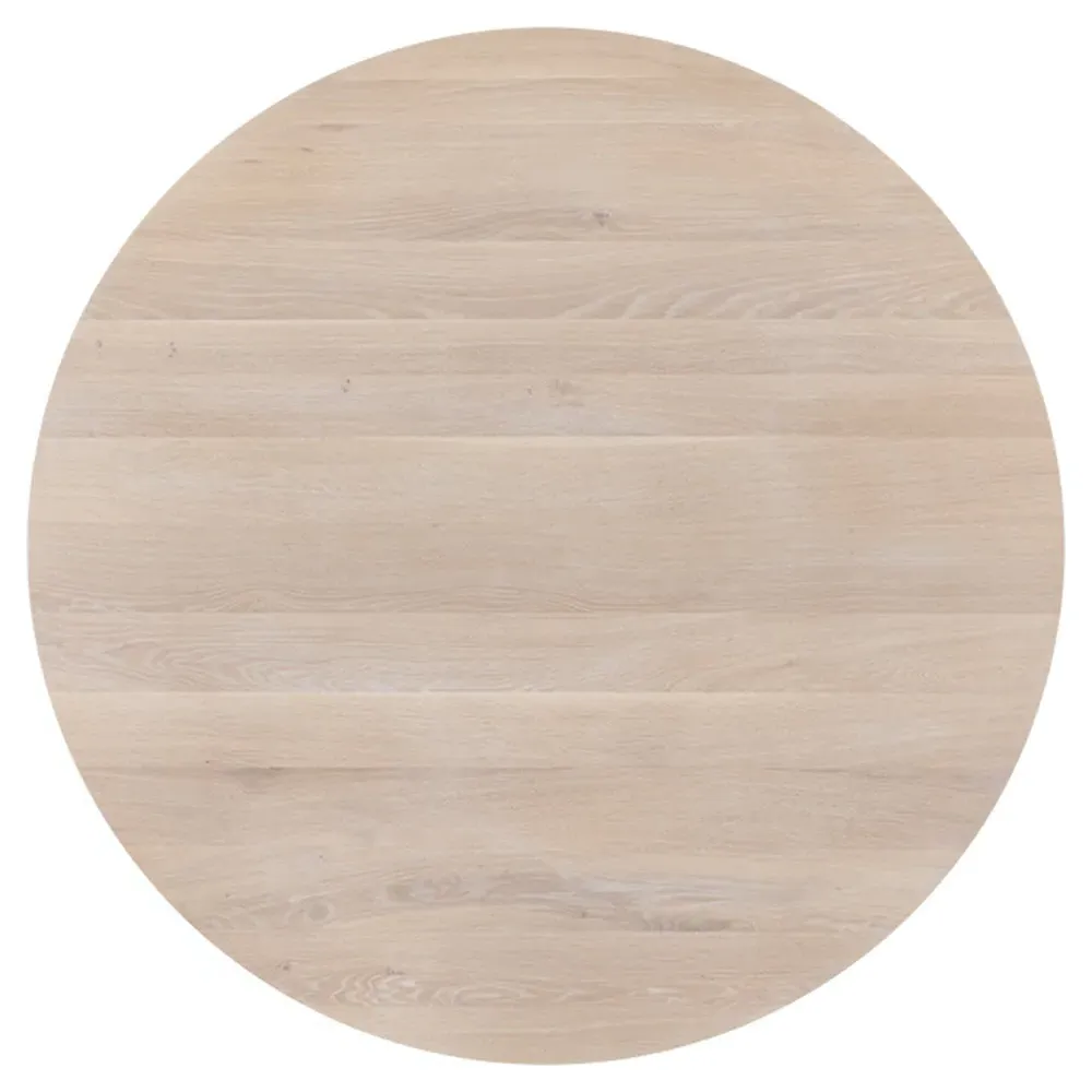 Gohan Round Pedestal Dining Table - Light Brown, Oak Wood