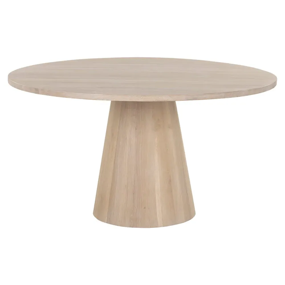 Gohan Round Pedestal Dining Table - Light Brown, Oak Wood image