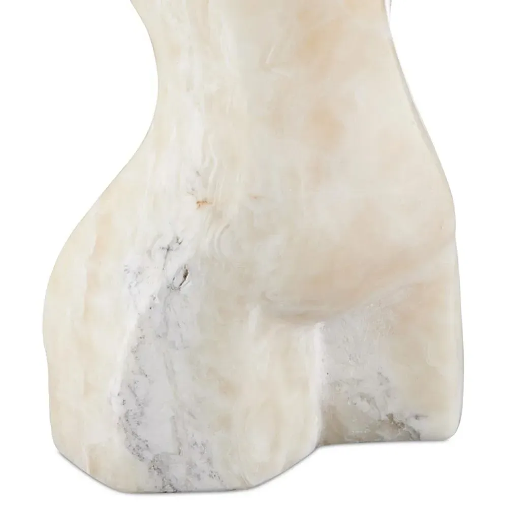 Golda Small Woman Bust Sculpture - Beige, Onyx Marble