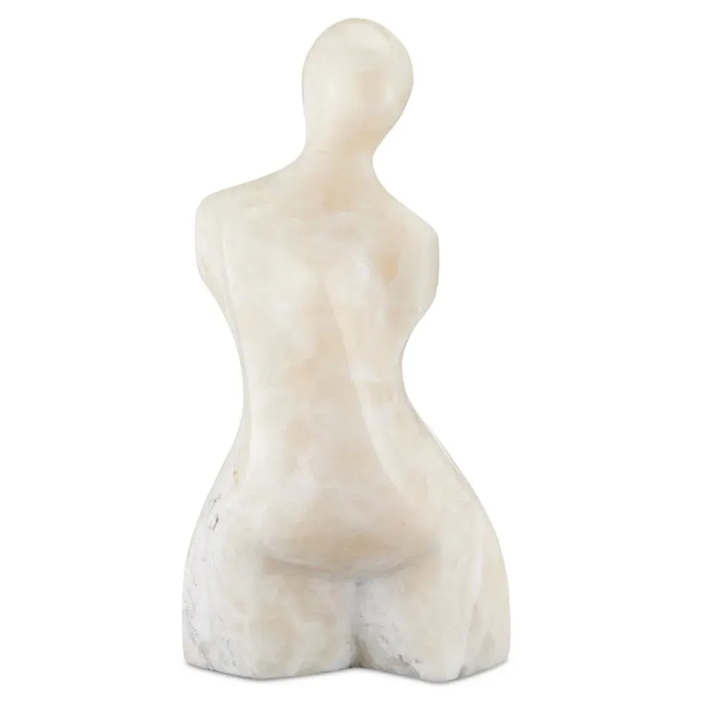 Golda Small Woman Bust Sculpture - Beige, Onyx Marble image