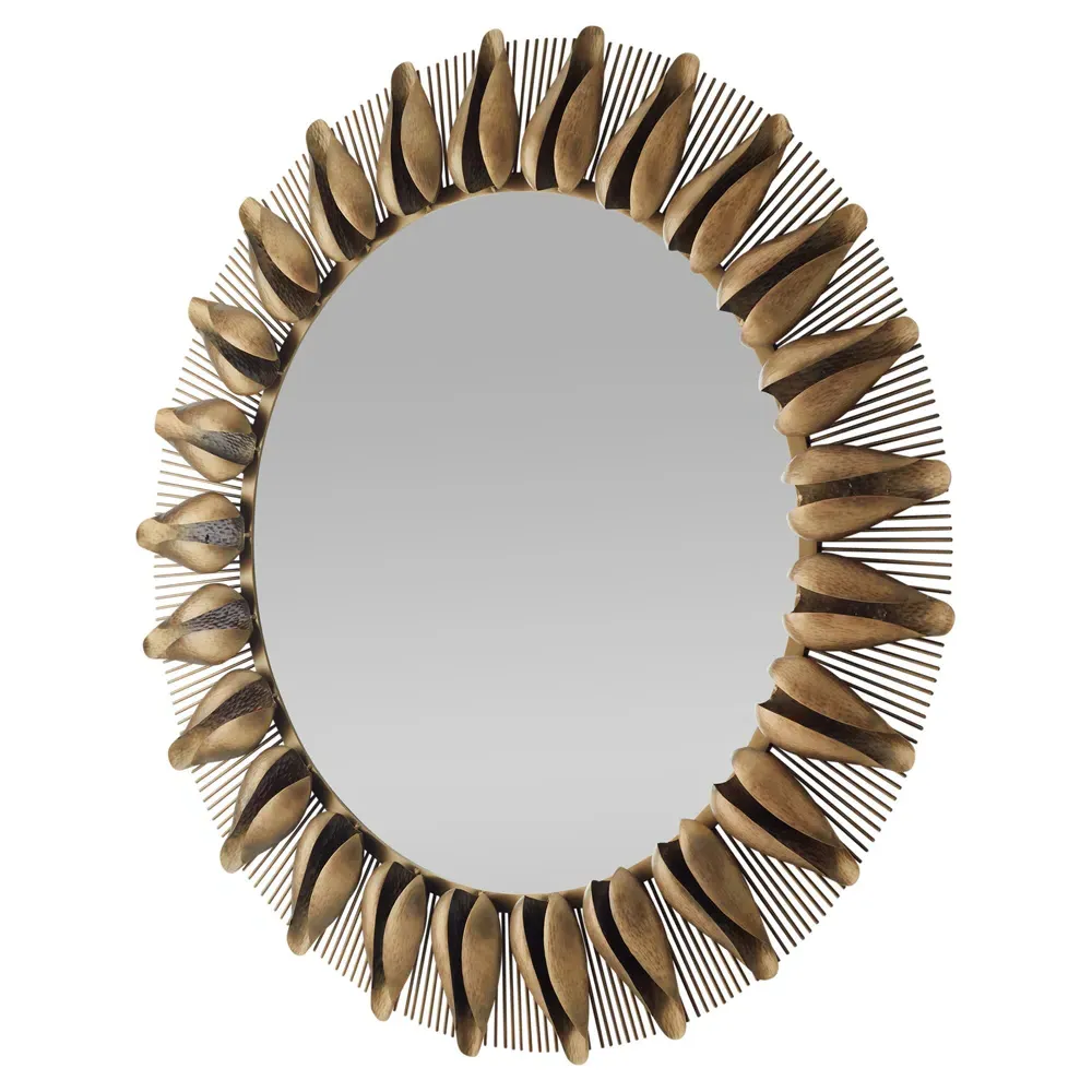 Goldie Round Wall Mirror - Antique Brass, Iron