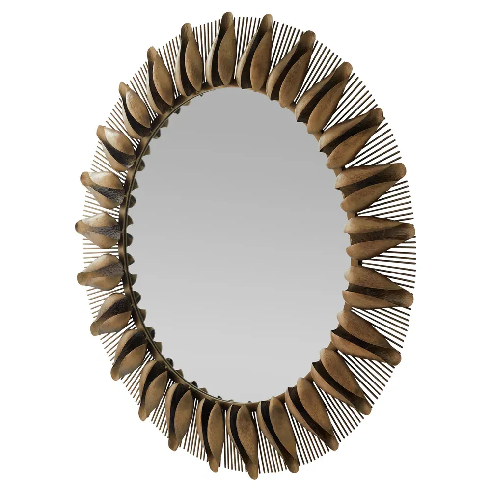Goldie Round Wall Mirror - Antique Brass, Iron
