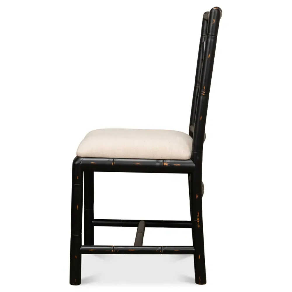 Grace French Country Dining Side Chair - Black, Linen