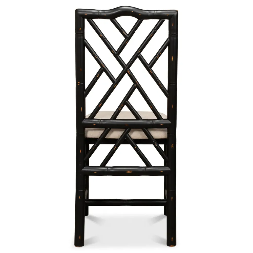 Grace French Country Dining Side Chair - Black, Linen