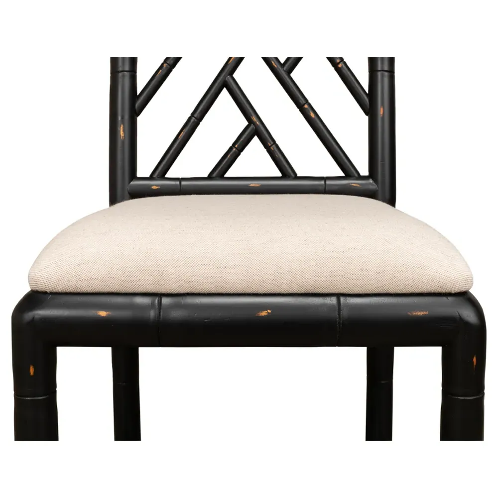 Grace French Country Dining Side Chair - Black, Linen