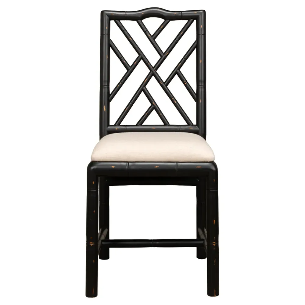 Grace French Country Dining Side Chair - Black, Linen image