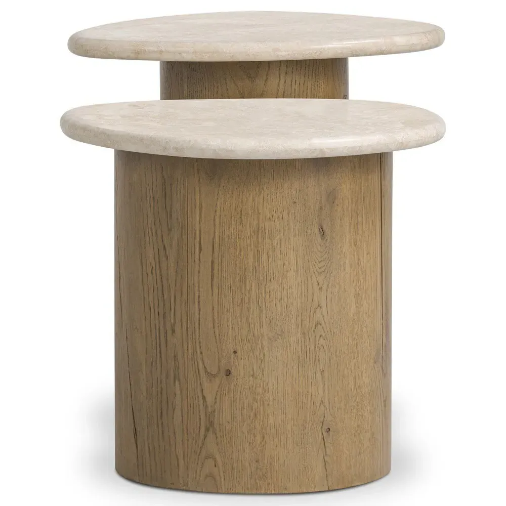 Grace Nesting End Tables - Beige, Marble
