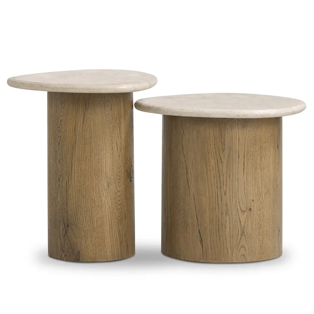 Grace Nesting End Tables - Beige, Marble