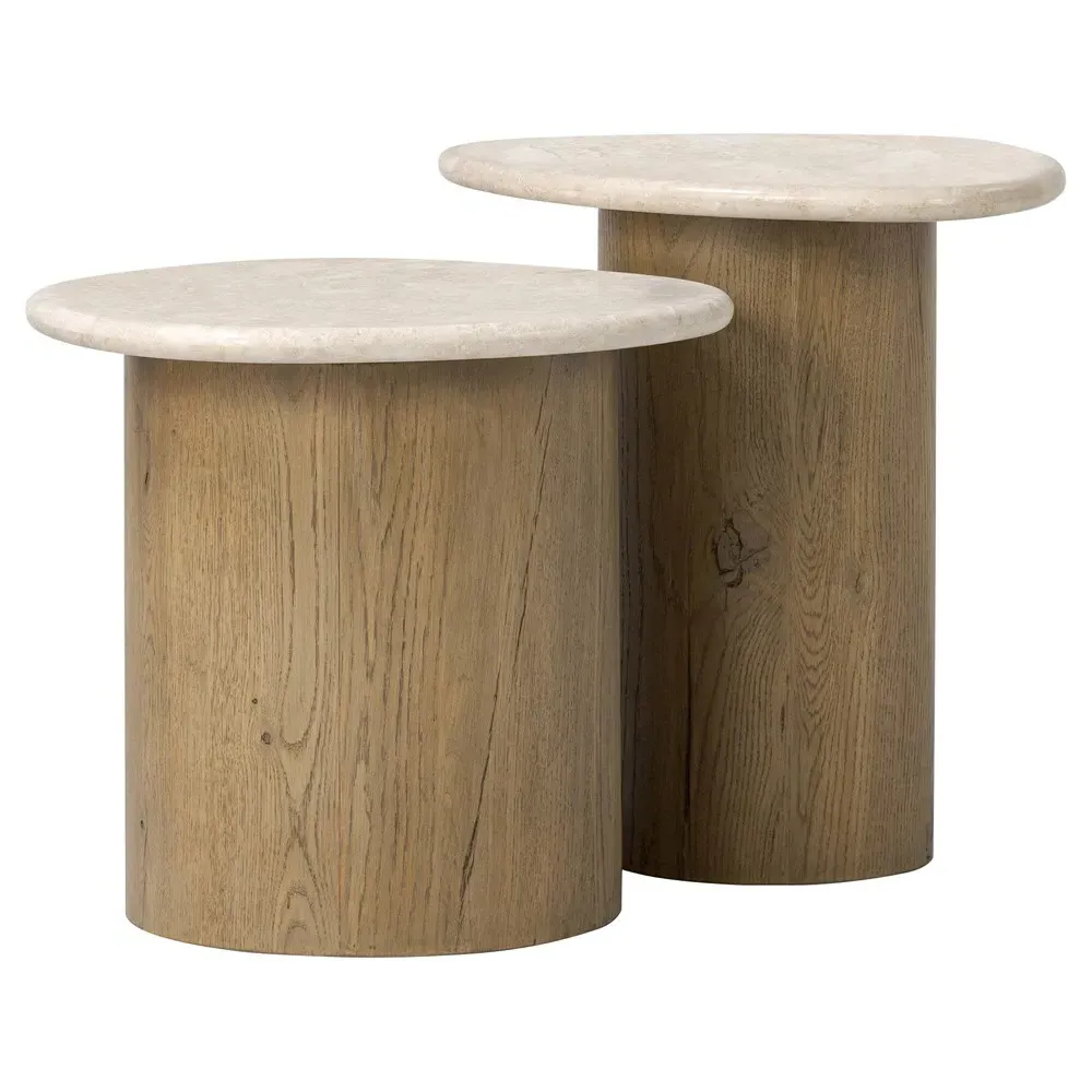 Grace Nesting End Tables - Beige, Marble image