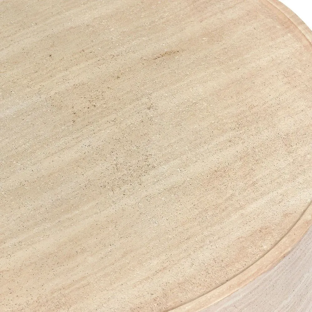 Grace Round Outdoor Coffee Table - Beige, Travertine