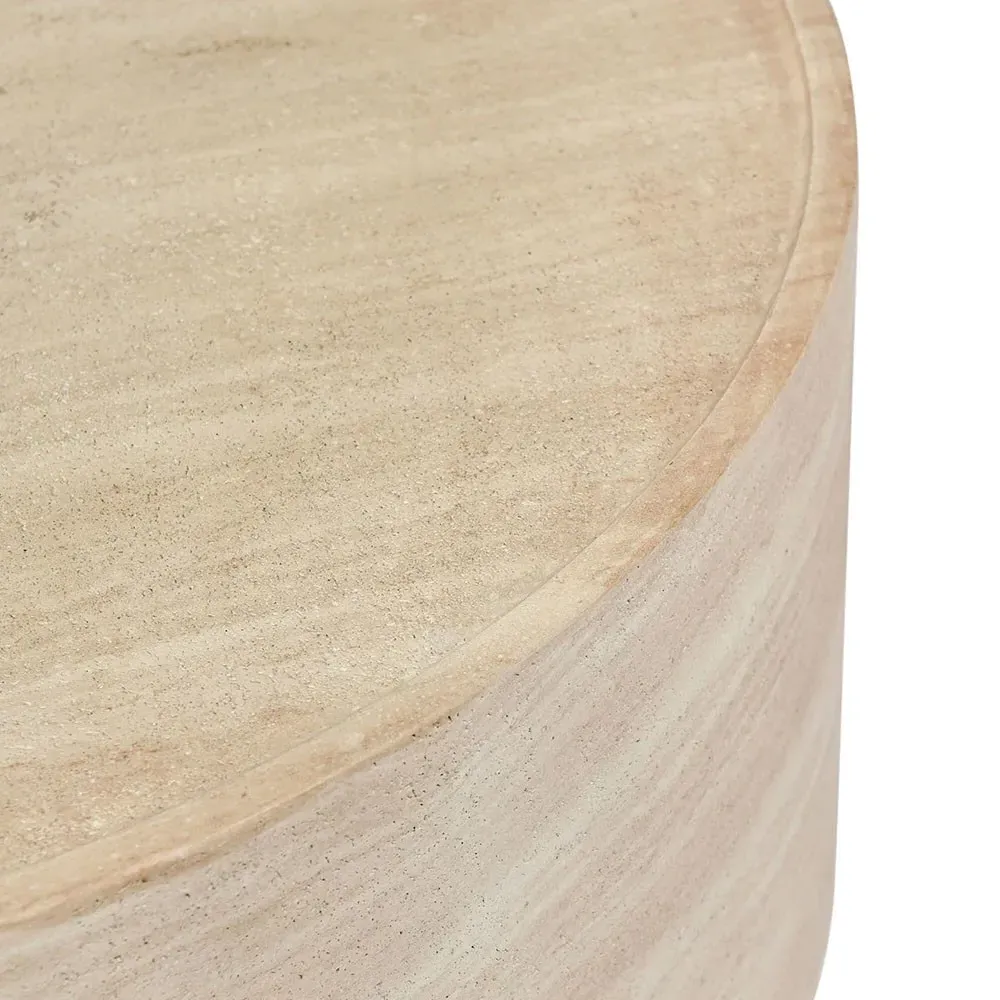 Grace Round Outdoor Coffee Table - Beige, Travertine