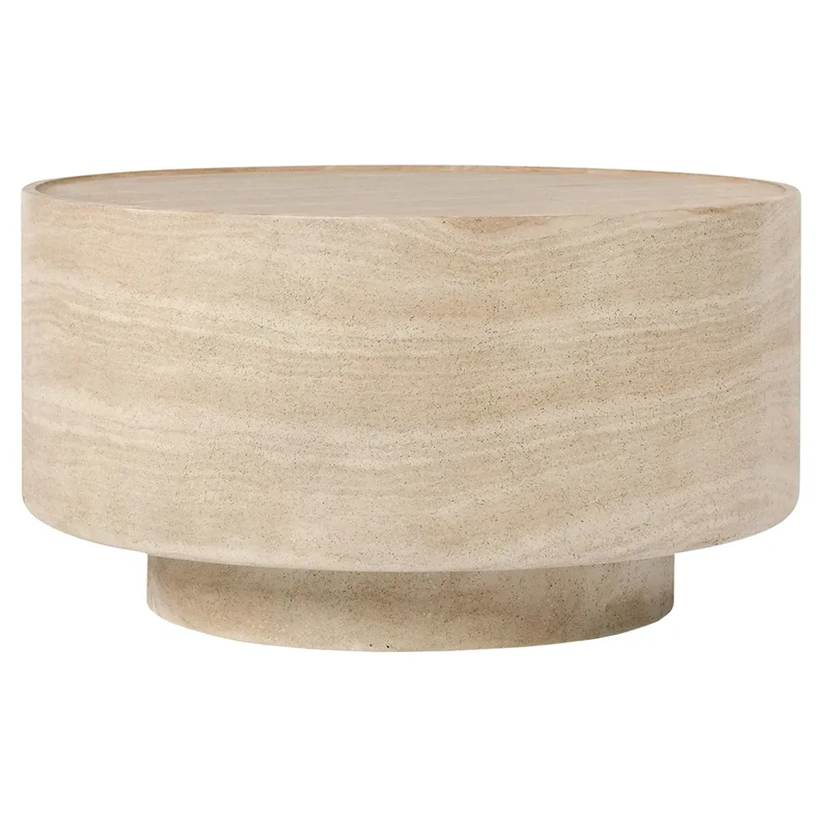 Grace Round Outdoor Coffee Table - Beige, Travertine