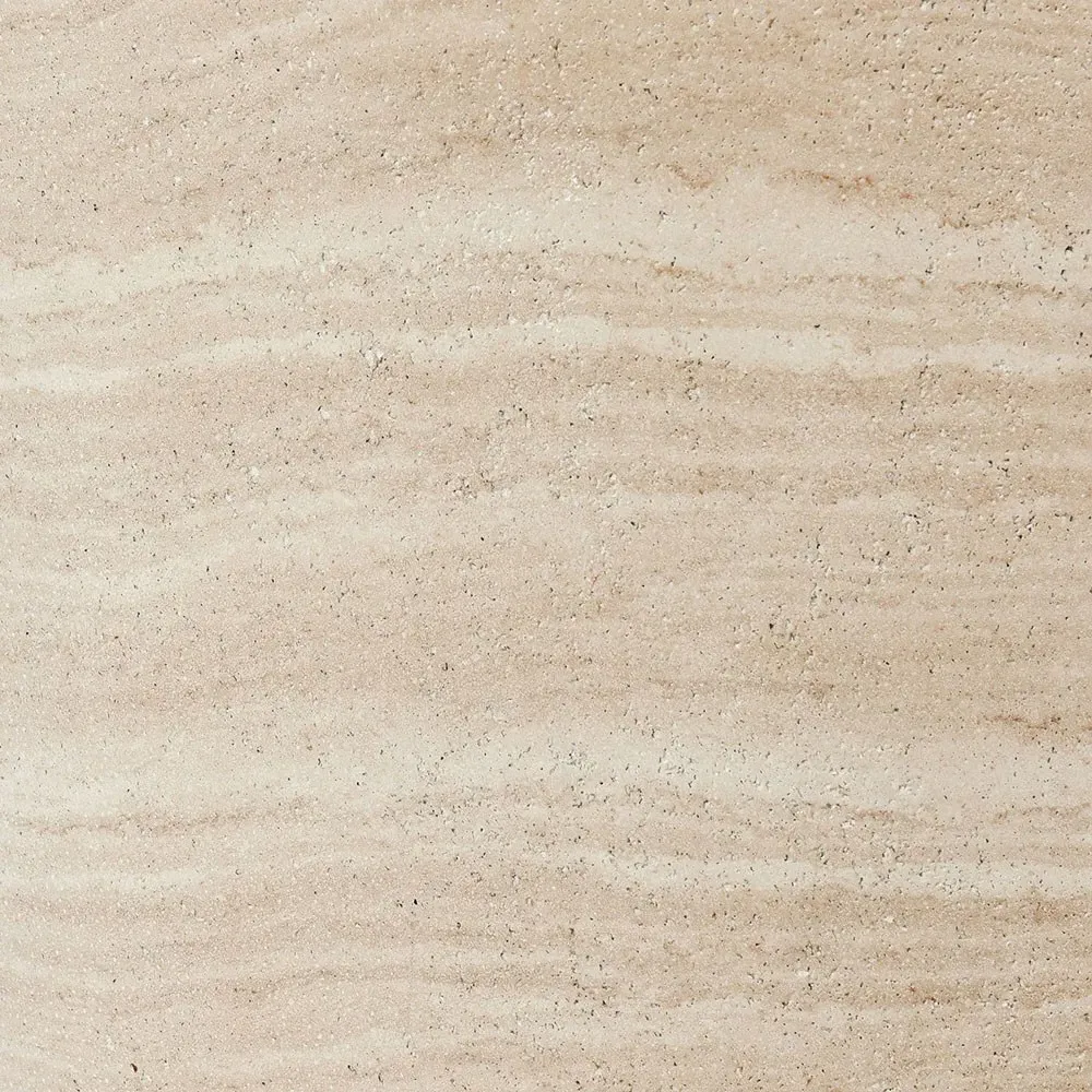 Grace Round Outdoor End Table - Beige, Travertine