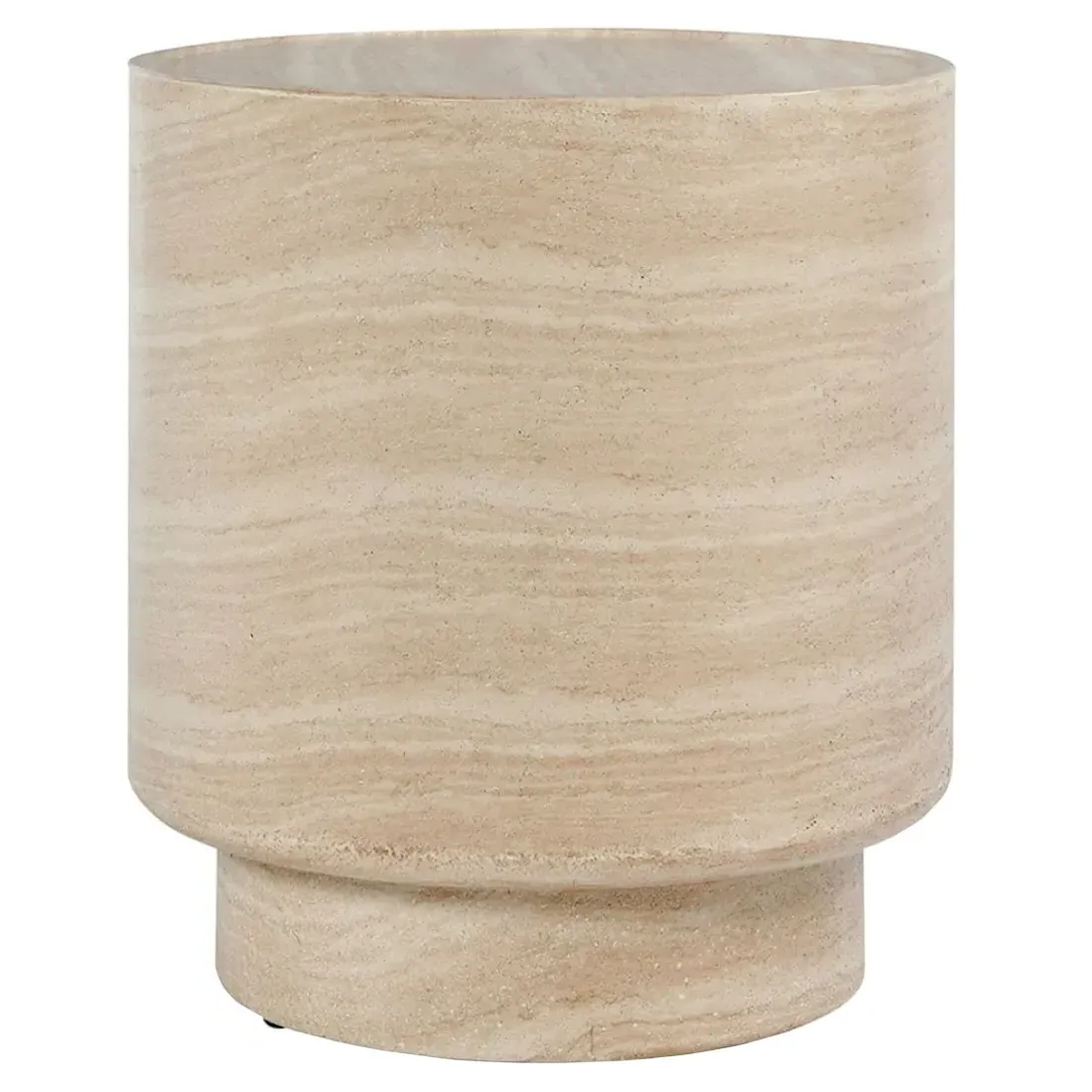 Grace Round Outdoor End Table - Beige, Travertine image