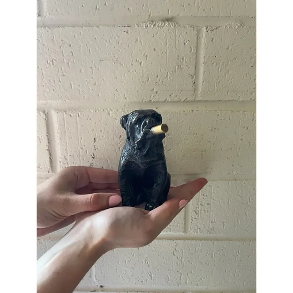 Grady Bulldog Smoking Cigar Sculpture - Black, Iron