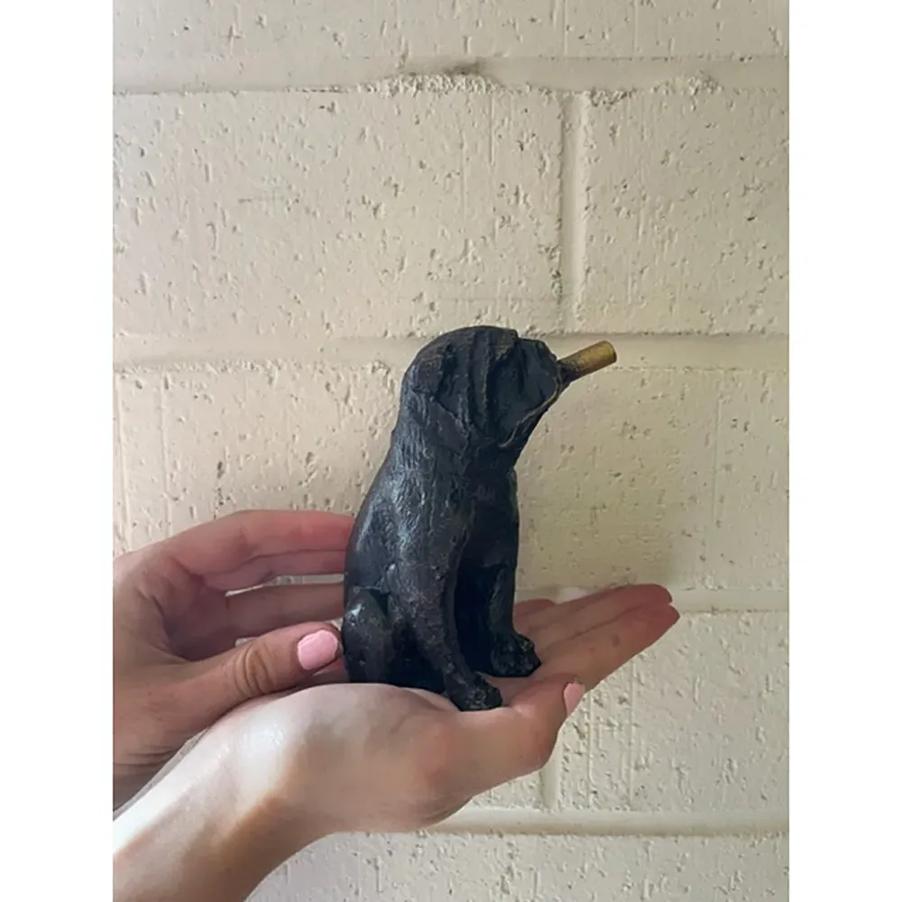 Grady Bulldog Smoking Cigar Sculpture - Black, Iron