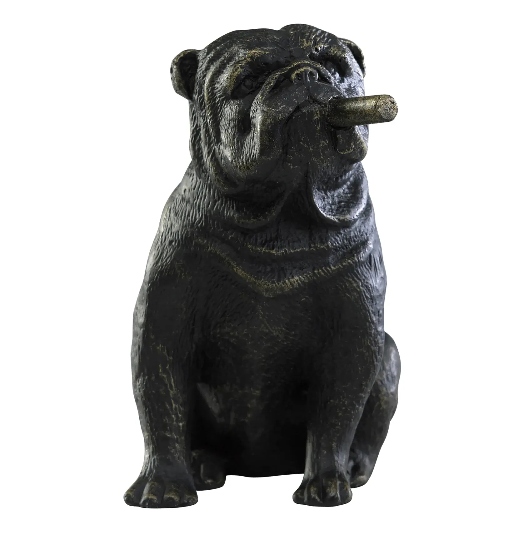 Grady Bulldog Smoking Cigar Sculpture - Black, Iron image