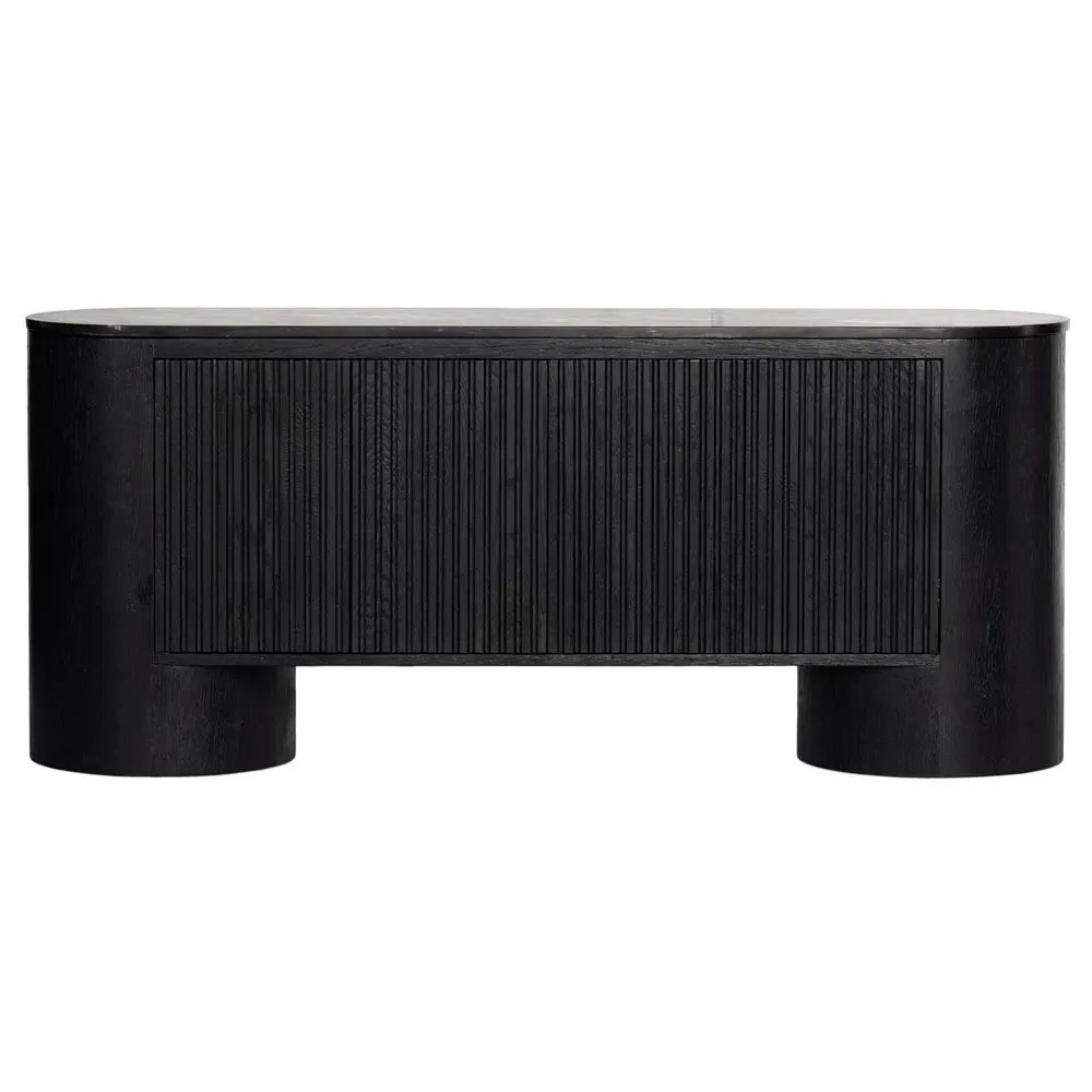 Graham 4 Door Media Cabinet - Black, Oak image