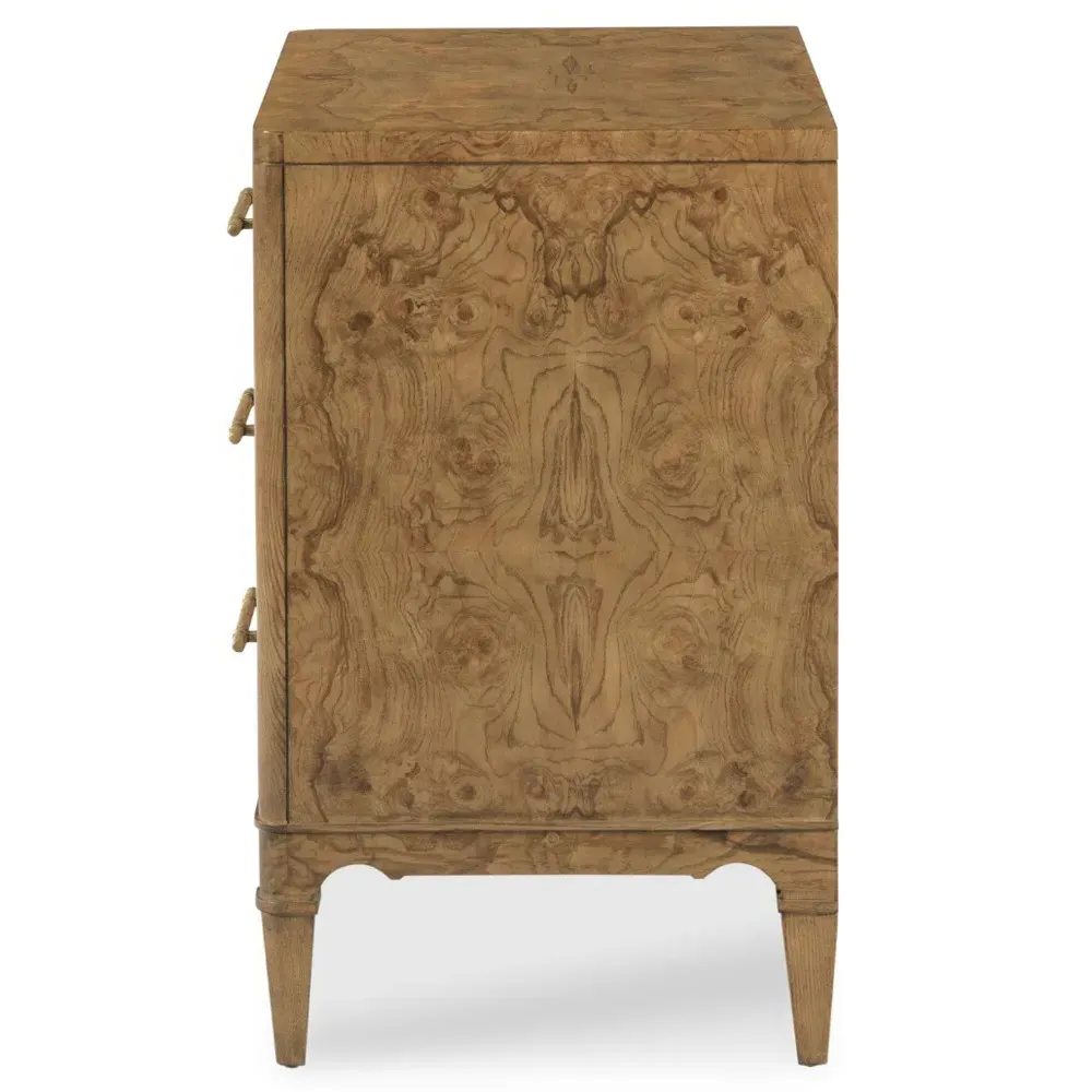 Granada Nightstand - Brown, Burl Wood