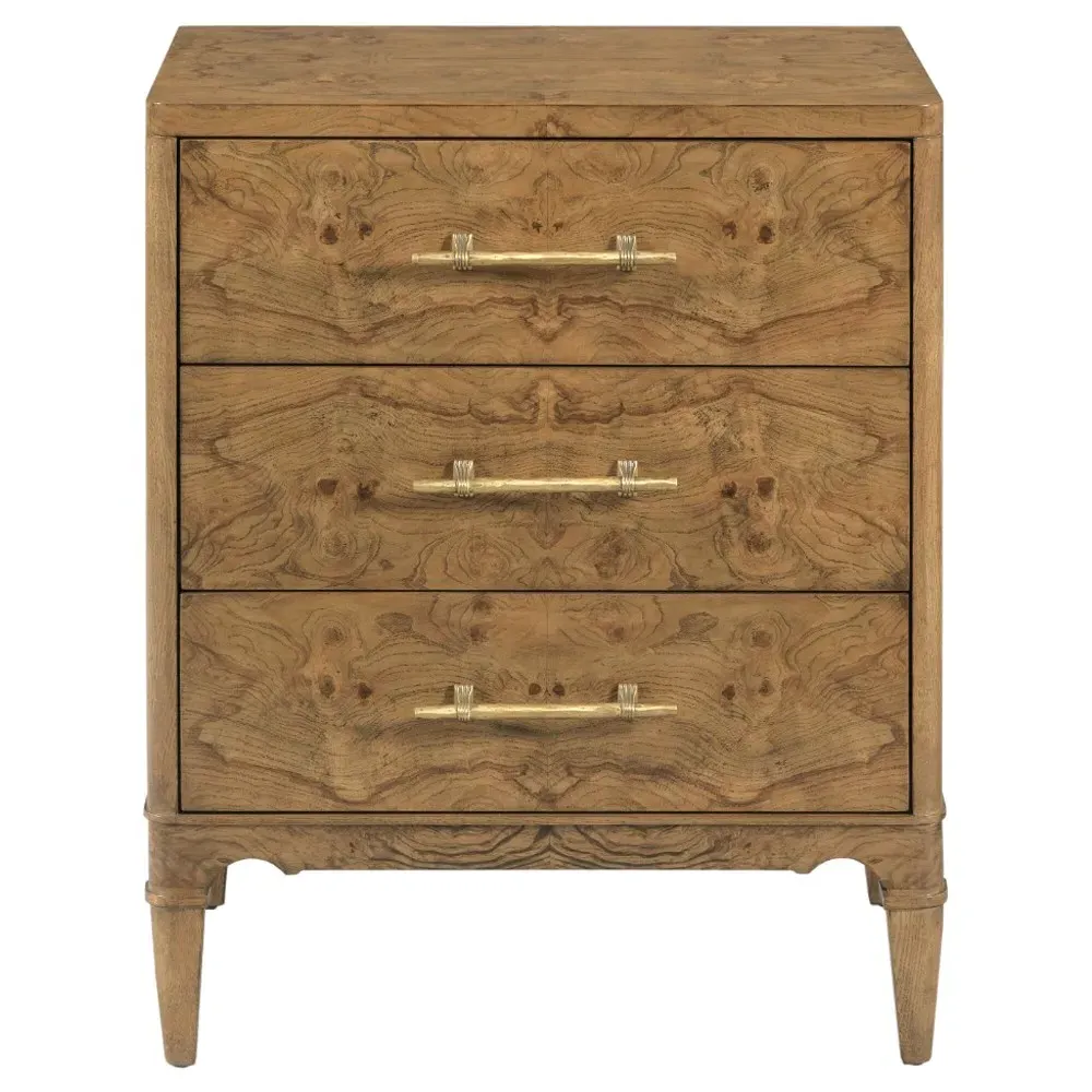 Granada Nightstand - Brown, Burl Wood image
