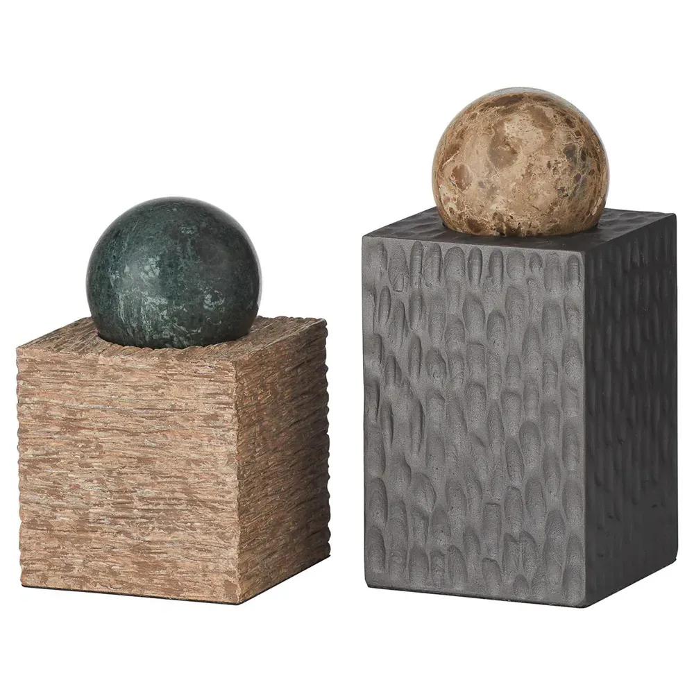 Greenville Coastal Multi Colored Marble Sculpture Set