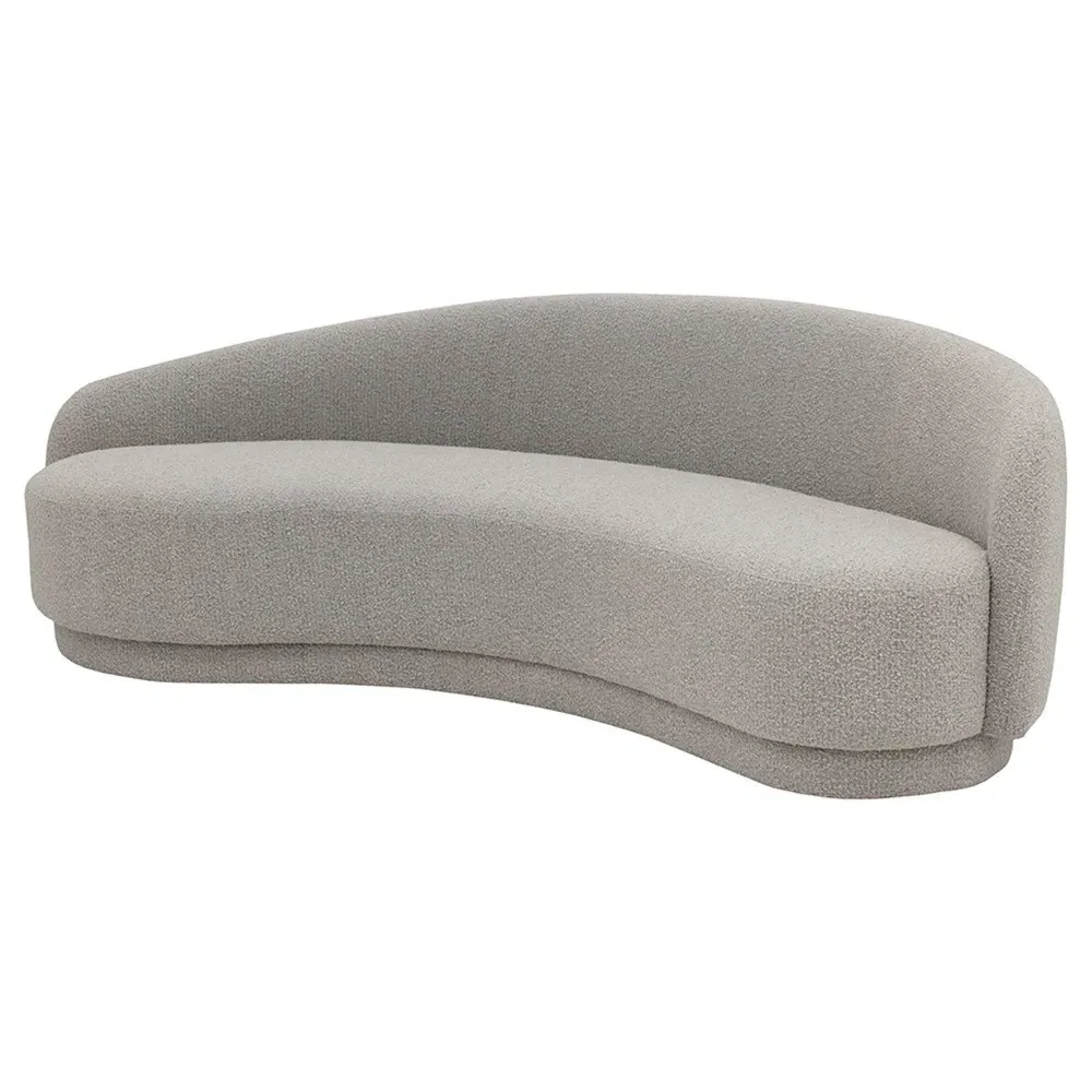 Gresham Curved Sofa - Grey, Boucle