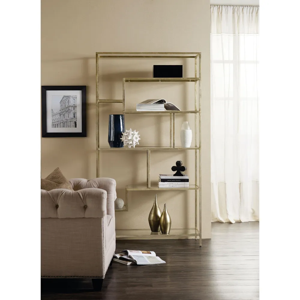 Greta Glass Etagere - Gold, Iron