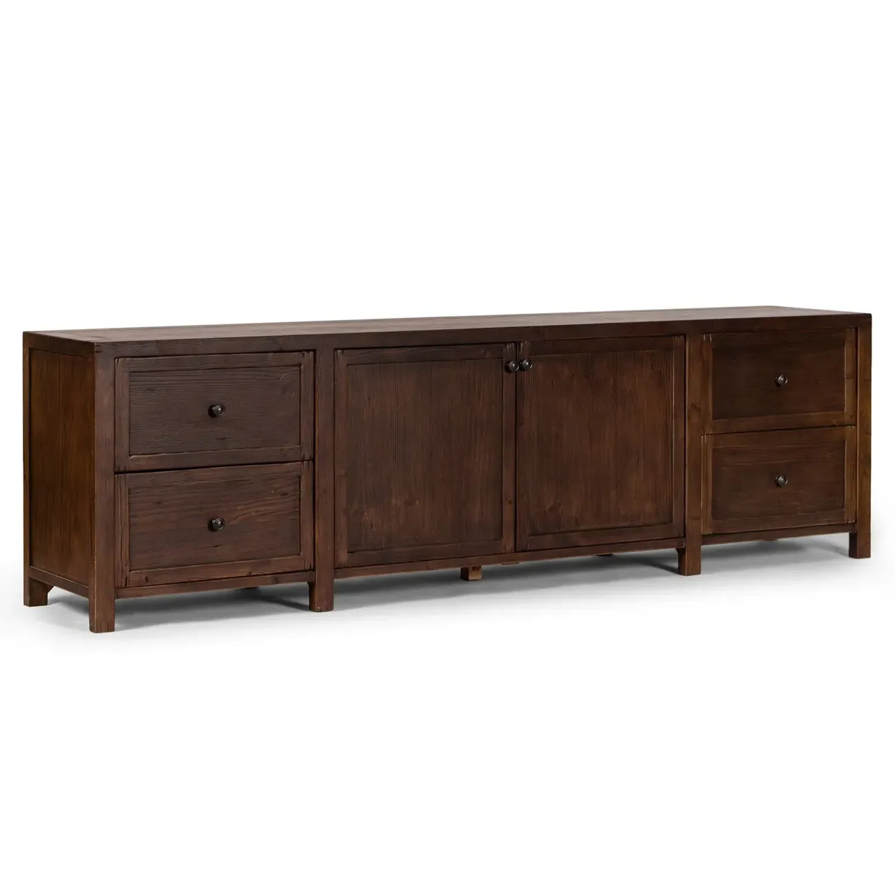 Greta Media Cabinet with Storage - Dark Brown, Pine