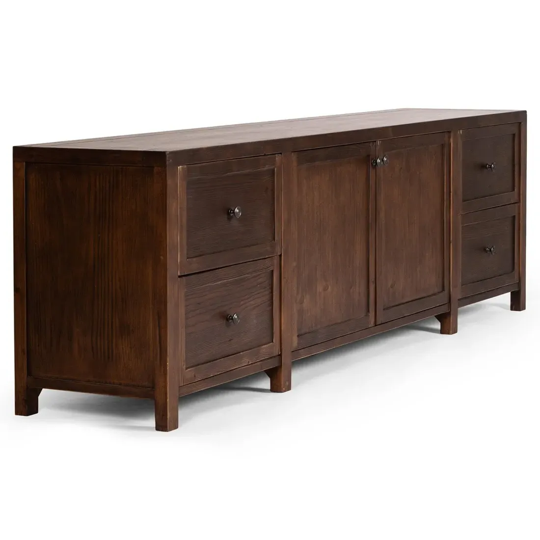 Greta Media Cabinet with Storage - Dark Brown, Pine
