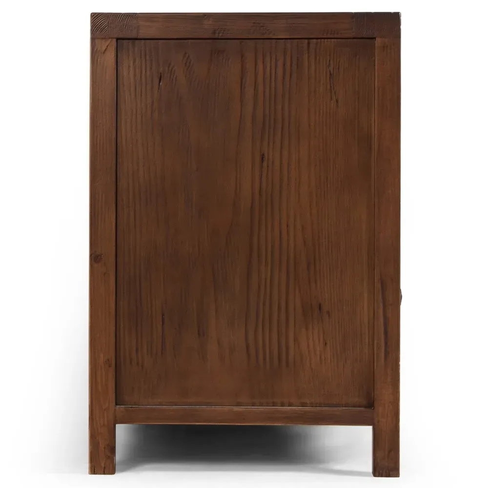 Greta Media Cabinet with Storage - Dark Brown, Pine