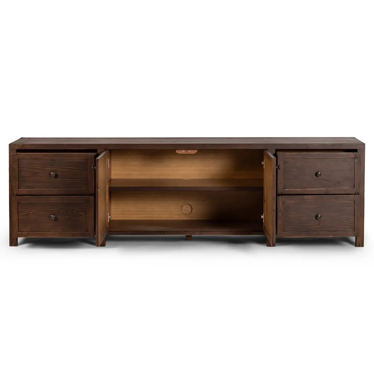 Greta Media Cabinet with Storage - Dark Brown, Pine
