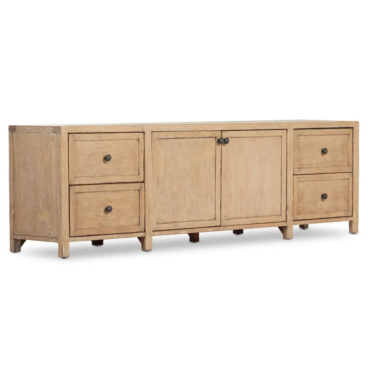 Greta Media Cabinet with Storage - Light Brown, Pine