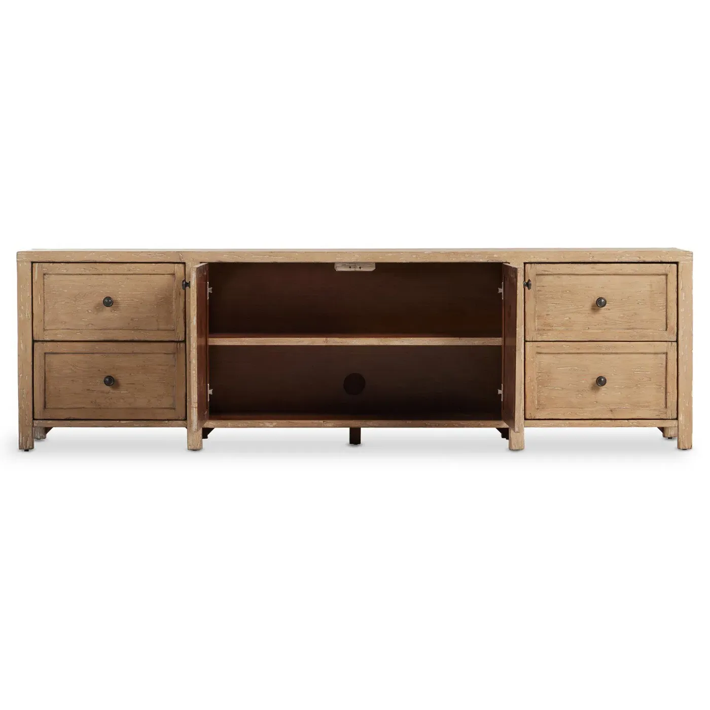 Greta Media Cabinet with Storage - Light Brown, Pine